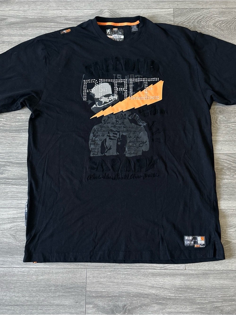 Akademiks Mens Graphic T-Shirt Size 3XL ASAP Bling Y2K Lightning Hip Hop Street